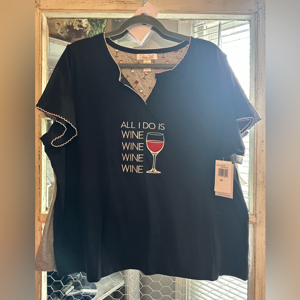 B33 Nwt Rene Rofe | Black/Grey Graphic Pj Tops